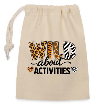 Wild About Activities Safari Design d’estampes animales - Sac cadeau en coton avec cordon (14 x 20 cm) - nature - Devant
