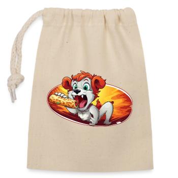 Fiery Pizza Dog - Closable cotton gift bag (14x20cm) - nature - Front