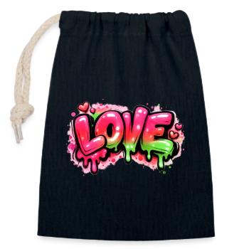Love - Closable cotton gift bag (14x20cm) - navy - Front