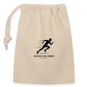 Coureur de progression focalisé sur la discipline - Sac cadeau en coton avec cordon (14 x 20 cm) - nature - Devant