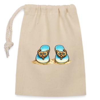Blue Pretzel Bow Beach Flip Flops - Closable cotton gift bag (14x20cm) - nature - Front