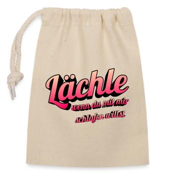 Blague sur le sourire : Tu veux coucher avec moi - Sac cadeau en coton avec cordon (14 x 20 cm) - nature - Devant