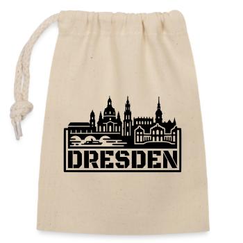 Dresden Stadt Silhouette Wahrzeichen Souvenir - Verschließbarer Geschenkbeutel aus Baumwolle (14x20cm) - Natur - Vorne