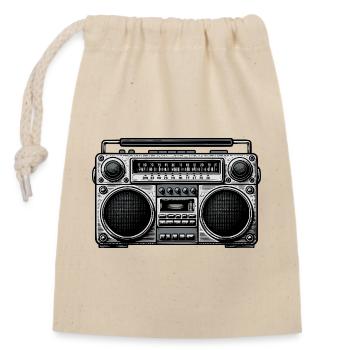 Visuel vintage de Boombox - Sac cadeau en coton avec cordon (14 x 20 cm) - nature - Devant