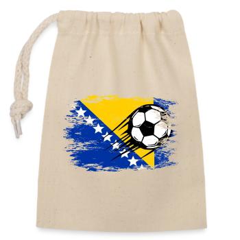 Bosnien Flagge Fußball used - Verschließbarer Geschenkbeutel aus Baumwolle (14x20cm) - Natur - Vorne