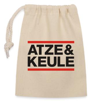 atze und keule - Verschließbarer Geschenkbeutel aus Baumwolle (14x20cm) - Natur - Vorne
