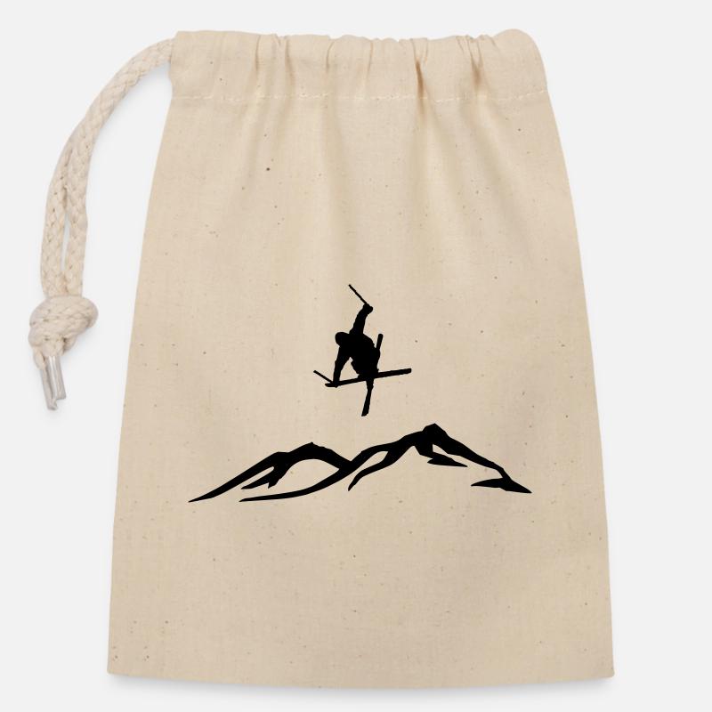 Freestyle ski - Sac cadeau en coton avec cordon (14 x 20 cm) - nature
