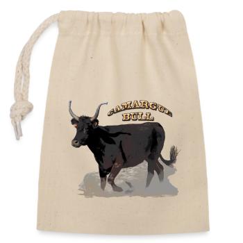 Taureau de Camargue - Sac cadeau en coton avec cordon (14 x 20 cm) - nature - Devant