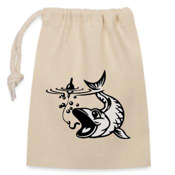 Fish hook cap - Closable cotton gift bag (14x20cm) - nature - Front