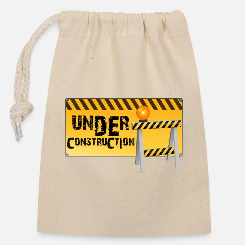 construction - Closable cotton gift bag (14x20cm) - nature
