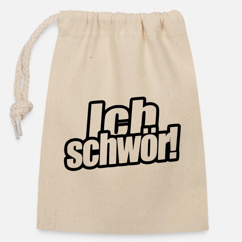 Ich schwör! - Verschließbarer Geschenkbeutel aus Baumwolle (14x20cm) - Natur