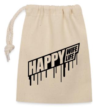 graffiti drop happy wife life wife gluecklic - Closable cotton gift bag (14x20cm) - nature - Front