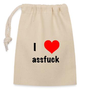 i love anal ass fuck ass fuck anus - Closable cotton gift bag (14x20cm) - nature - Front
