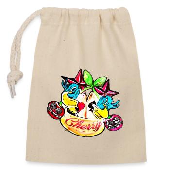 Cherry Rockabilly - Verschließbarer Geschenkbeutel aus Baumwolle (14x20cm) - Natur - Vorne