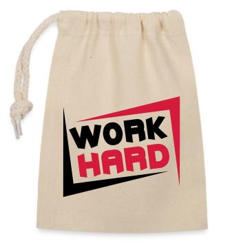 Work Hard - Verschließbarer Geschenkbeutel aus Baumwolle (14x20cm) - Natur - Vorne