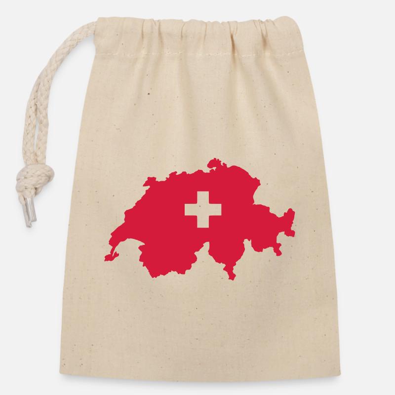 Switzerland - Closable cotton gift bag (14x20cm) - nature