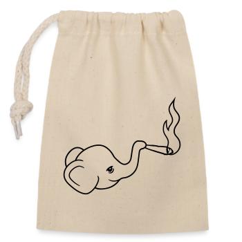 tête d'éléphant kiffen joint lapidé mauvaise herbe ca - Sac cadeau en coton avec cordon (14 x 20 cm) - nature - Devant