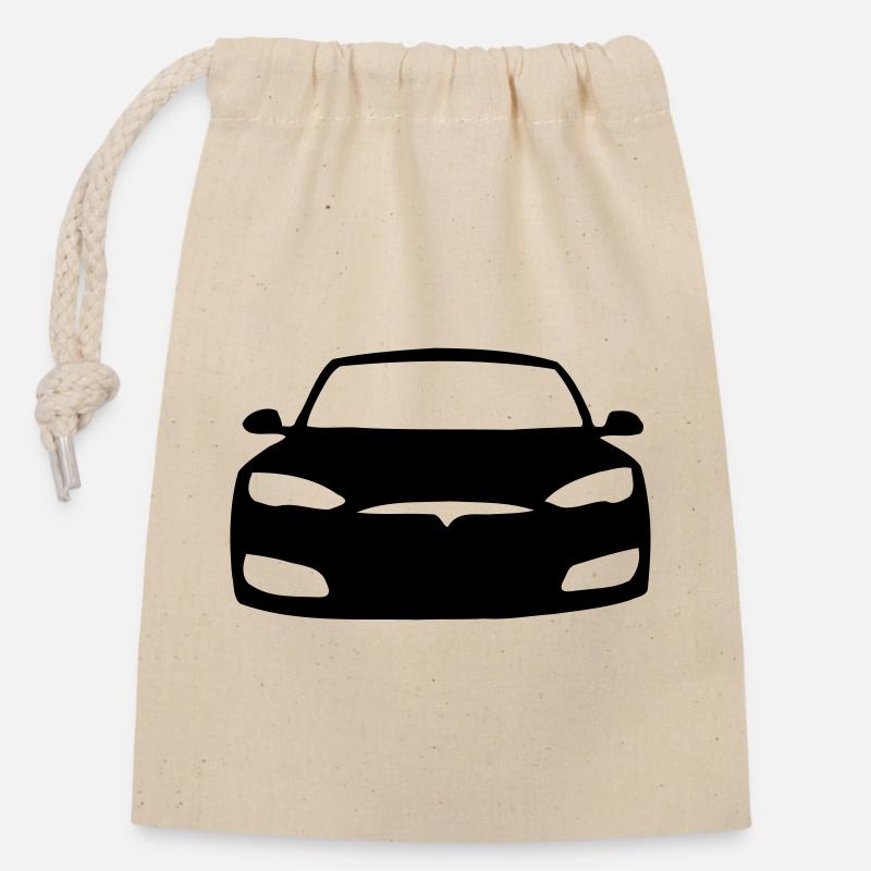 Model S icon - Closable cotton gift bag (14x20cm) - nature