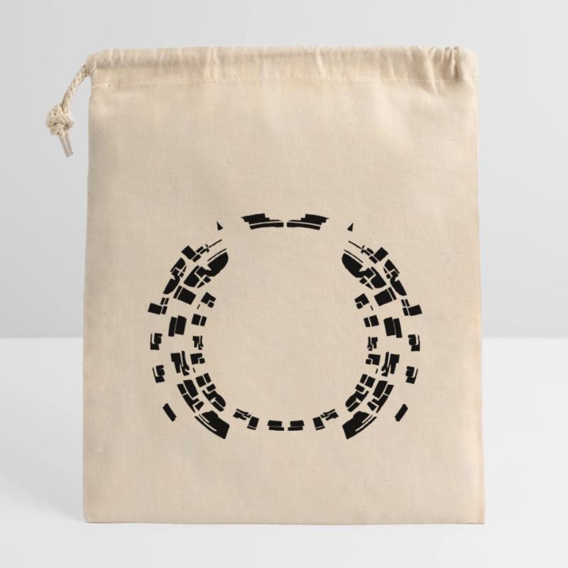 Circle border pattern round frame Closable cotton gift bag (14x20cm)