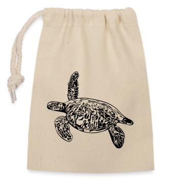Tortue - dessin vectoriel - Sac cadeau en coton avec cordon (14 x 20 cm) - nature - Devant