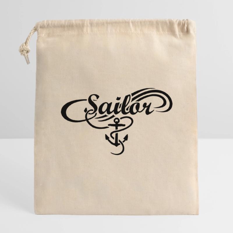 Sailor Waves Anchor Sail Sailing Closable cotton gift bag (14x20cm)