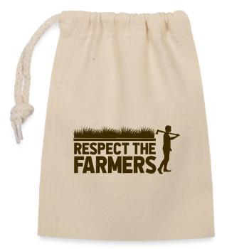 Respect the Farmer - Respektiere die Bauern - Verschließbarer Geschenkbeutel aus Baumwolle (14x20cm) - Natur - Vorne