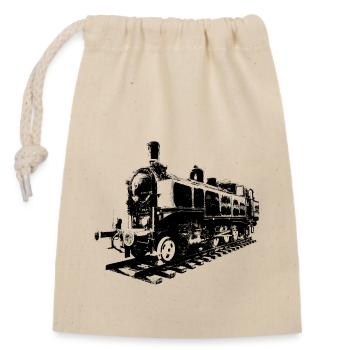 Steam locomotive - Closable cotton gift bag (14x20cm) - nature - Front