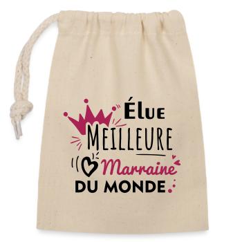 meilleure marraine du monde,cadeau marraine - Sac cadeau en coton avec cordon (14 x 20 cm) - nature - Devant