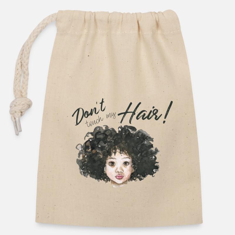 Ne touche pas mes cheveux - Sac cadeau en coton avec cordon (14 x 20 cm) - nature