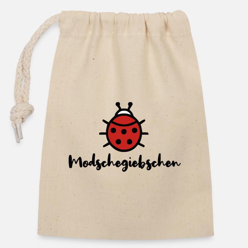 Modschegiebchen Marienkäfer Sächsisch Dialekt - Verschließbarer Geschenkbeutel aus Baumwolle (14x20cm) - Natur