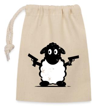 Mouton avec revolver - Sac cadeau en coton avec cordon (14 x 20 cm) - nature - Devant
