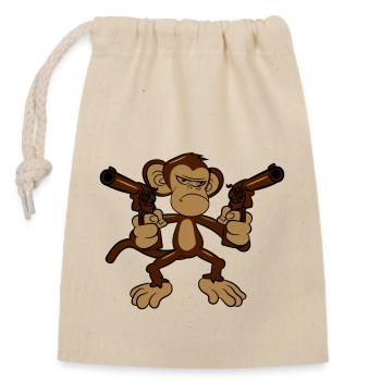 monkey pistols weapons - Closable cotton gift bag (14x20cm) - nature - Front