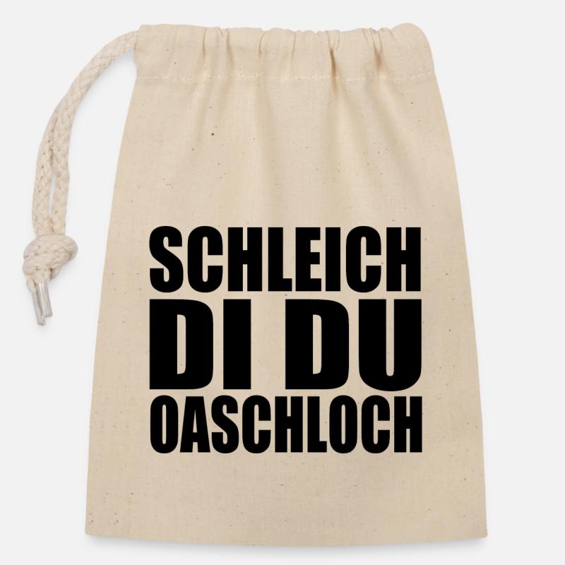 Schleich di du oaschloch - Verschließbarer Geschenkbeutel aus Baumwolle (14x20cm) - Natur