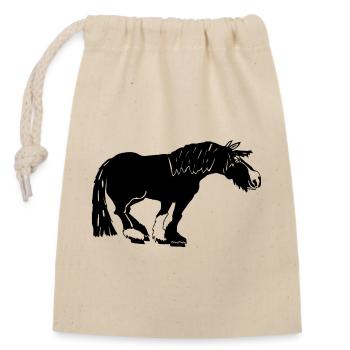 funny Tinker black, Irish Cob - Closable cotton gift bag (14x20cm) - nature - Front