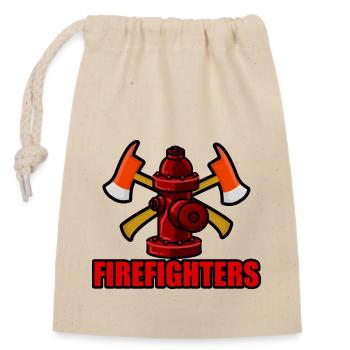 firefighter with ax - Feuerwehrmann mit Axt - Verschließbarer Geschenkbeutel aus Baumwolle (14x20cm) - Natur - Vorne