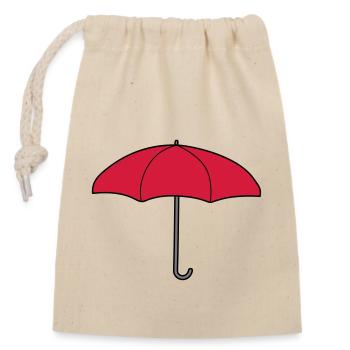 Roter Regenschirm Design - Verschließbarer Geschenkbeutel aus Baumwolle (14x20cm) - Natur - Vorne