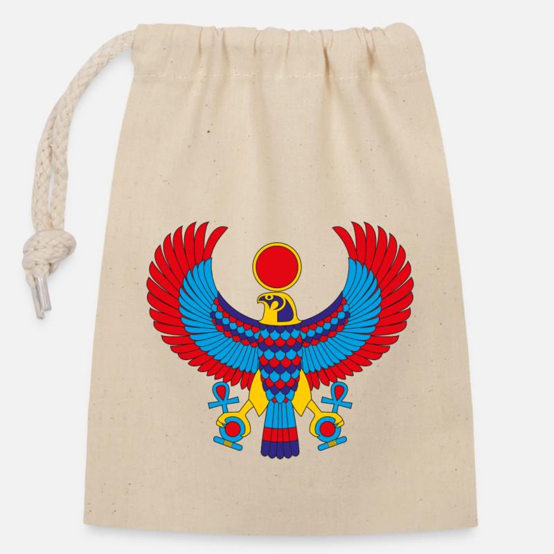 Horus - Sac cadeau en coton avec cordon (14 x 20 cm) - nature