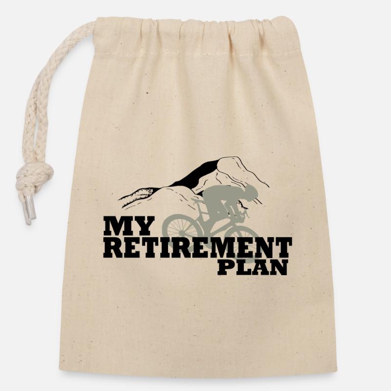 Cycling is my retirement plan - Closable cotton gift bag (14x20cm) - nature