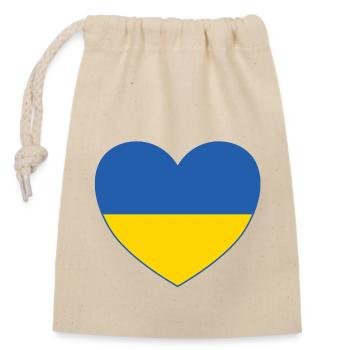 Drapeau de l’Ukraine Coeur - Sac cadeau en coton avec cordon (14 x 20 cm) - nature - Devant
