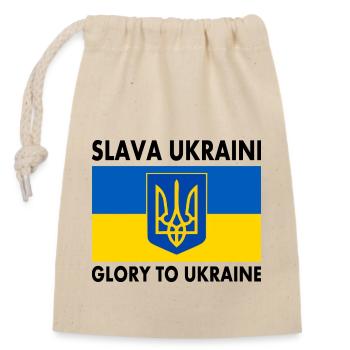 Slava ukraini - Closable cotton gift bag (14x20cm) - nature - Front