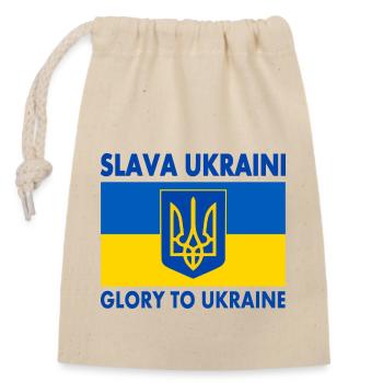 Slava ukraini - Closable cotton gift bag (14x20cm) - nature - Front