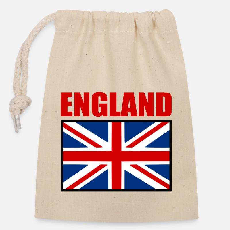 England - Closable cotton gift bag (14x20cm) - nature