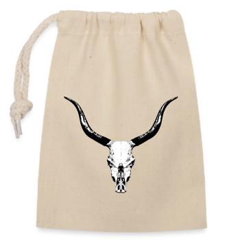 Crâne de bovin / crâne osseux d’un taureau - Sac cadeau en coton avec cordon (14 x 20 cm) - nature - Devant