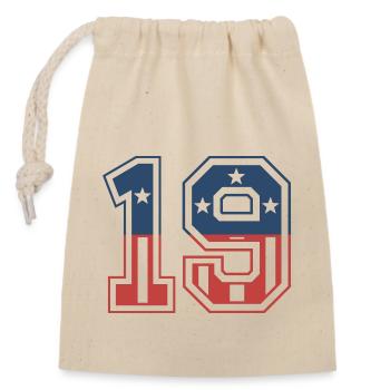 Numéro 19 États-Unis - Sac cadeau en coton avec cordon (14 x 20 cm) - nature - Devant
