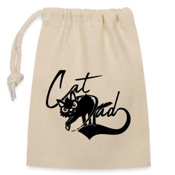 Cat Dad Katzenfreund Design - Verschließbarer Geschenkbeutel aus Baumwolle (14x20cm) - Natur - Vorne
