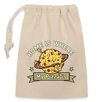 Pizza - Commander une pizza - Sac cadeau en coton avec cordon (14 x 20 cm) - nature - Devant
