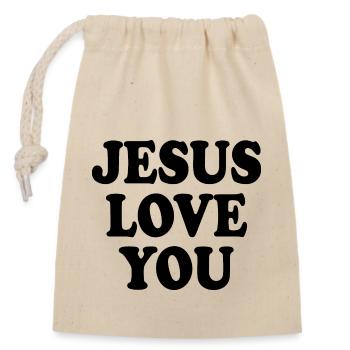 Jesus love you - Closable cotton gift bag (14x20cm) - nature - Front