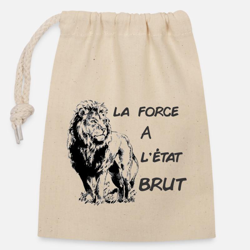 lion la force à l etat brut - Sac cadeau en coton avec cordon (14 x 20 cm) - nature