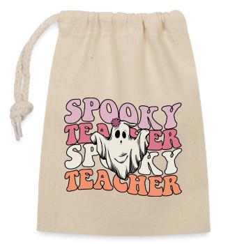 Lehrer Halloween Geist Spooky Teacher - Verschließbarer Geschenkbeutel aus Baumwolle (14x20cm) - Natur - Vorne