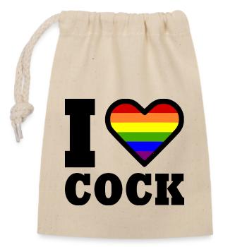 I love cock - Closable cotton gift bag (14x20cm) - nature - Front